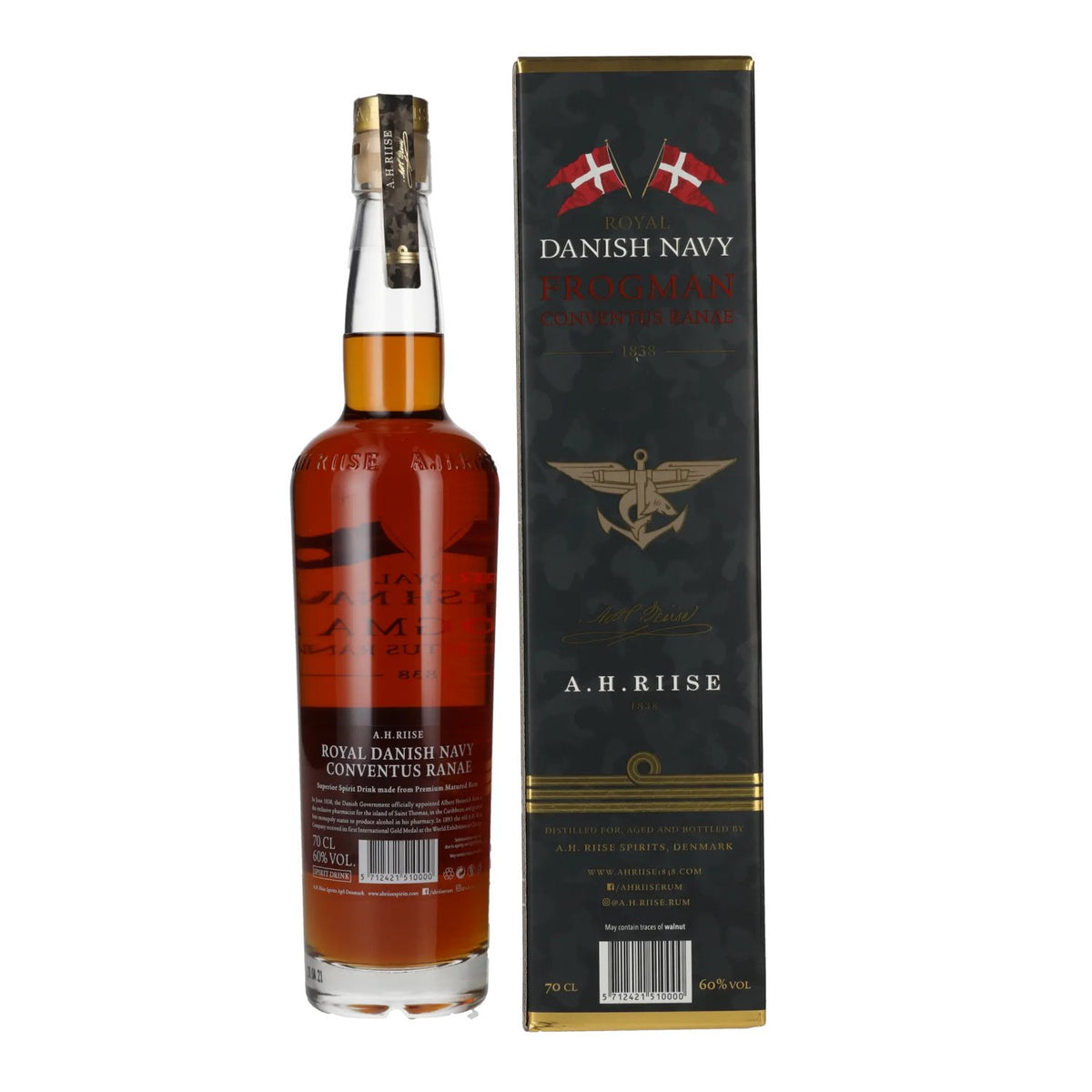 A.H. Riise Royal DANISH NAVY FROGMAN Conventus Ranae Superior Spirit Drink 60 % vol., 0,7 l, dans un coffret cadeau