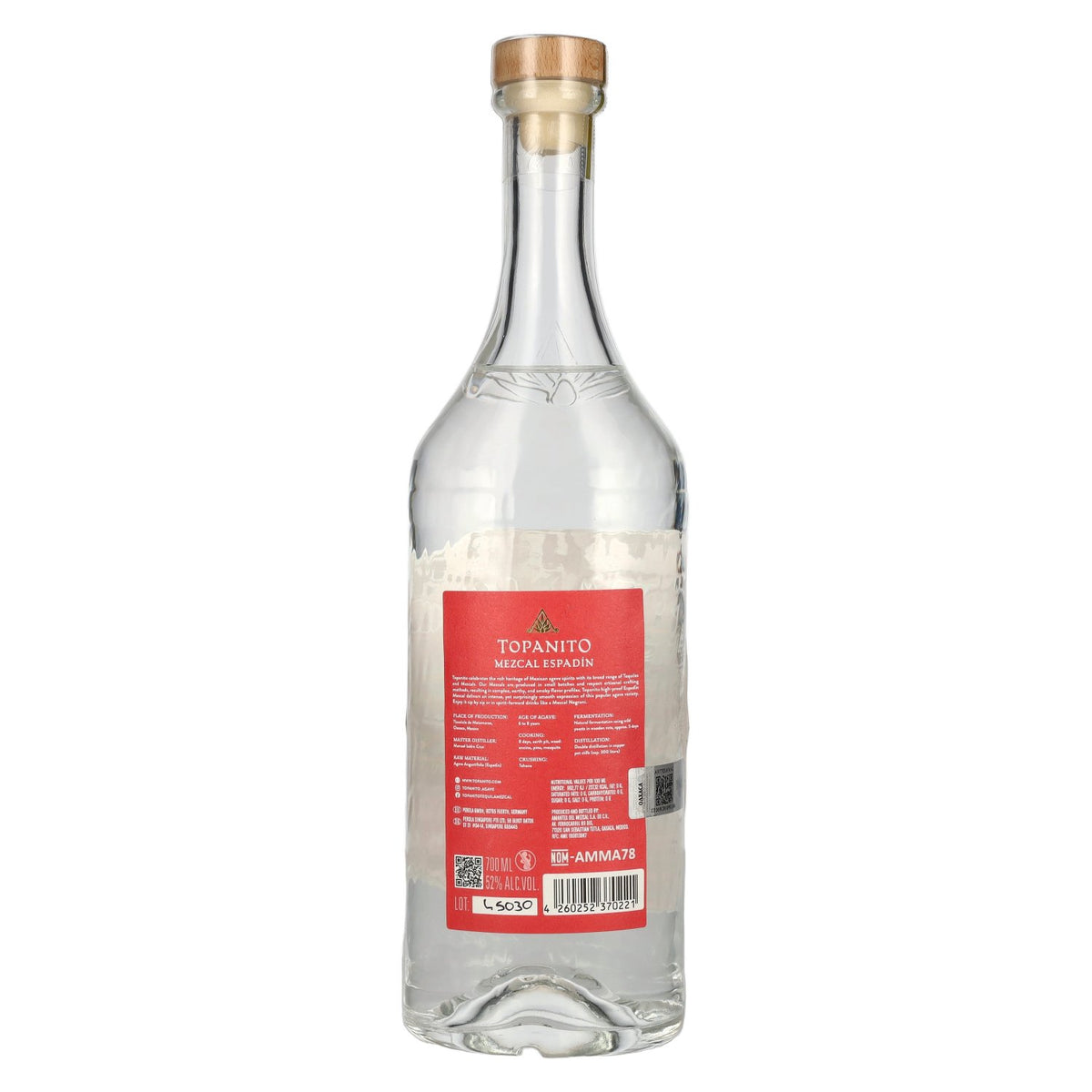 Topanito Mezcal Artisanal Blanc 100 % Mague Espadín 52 % vol. 0,7 l