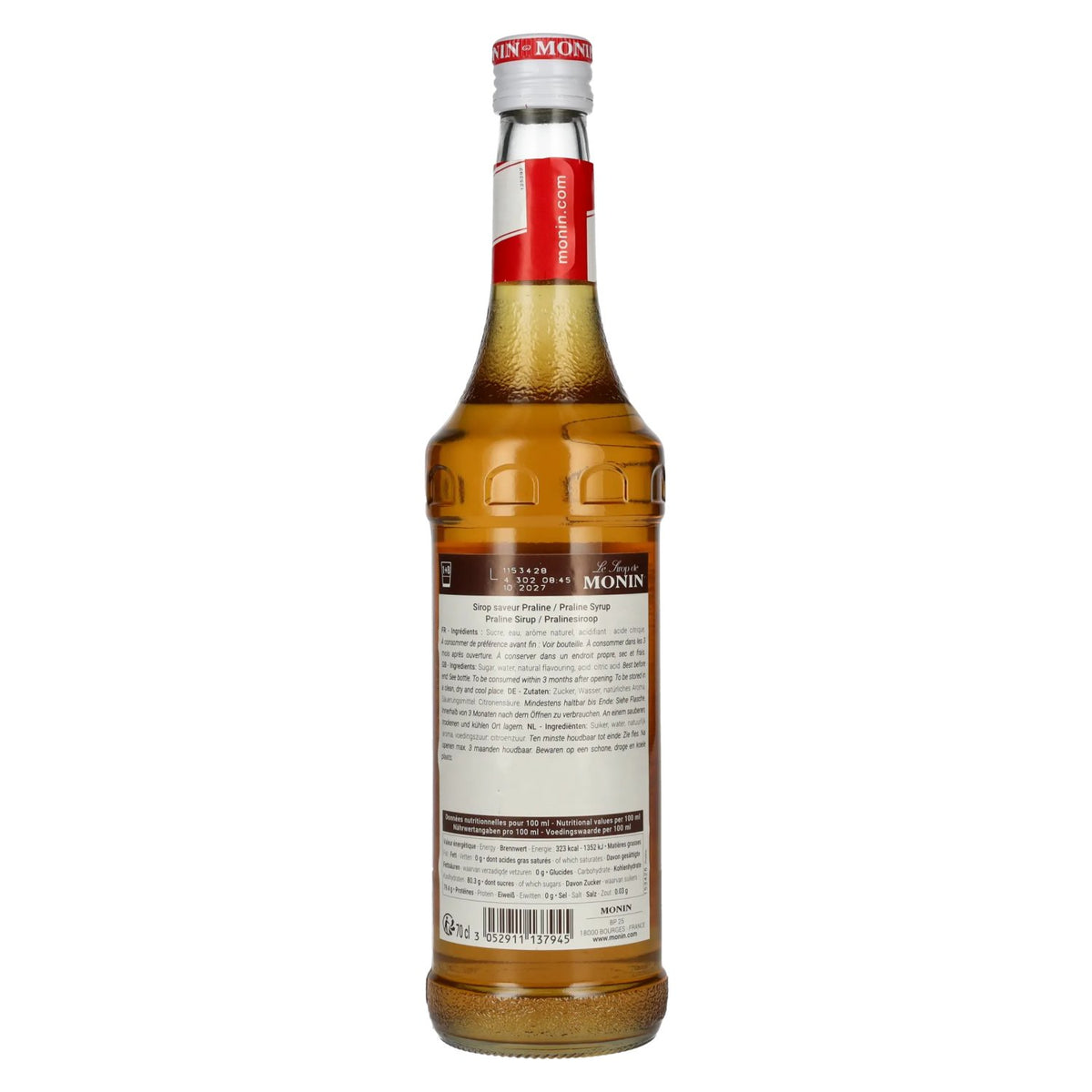 Monin-siroop HAZELNOOT-KARAMEL-PRALINE 0,7 l