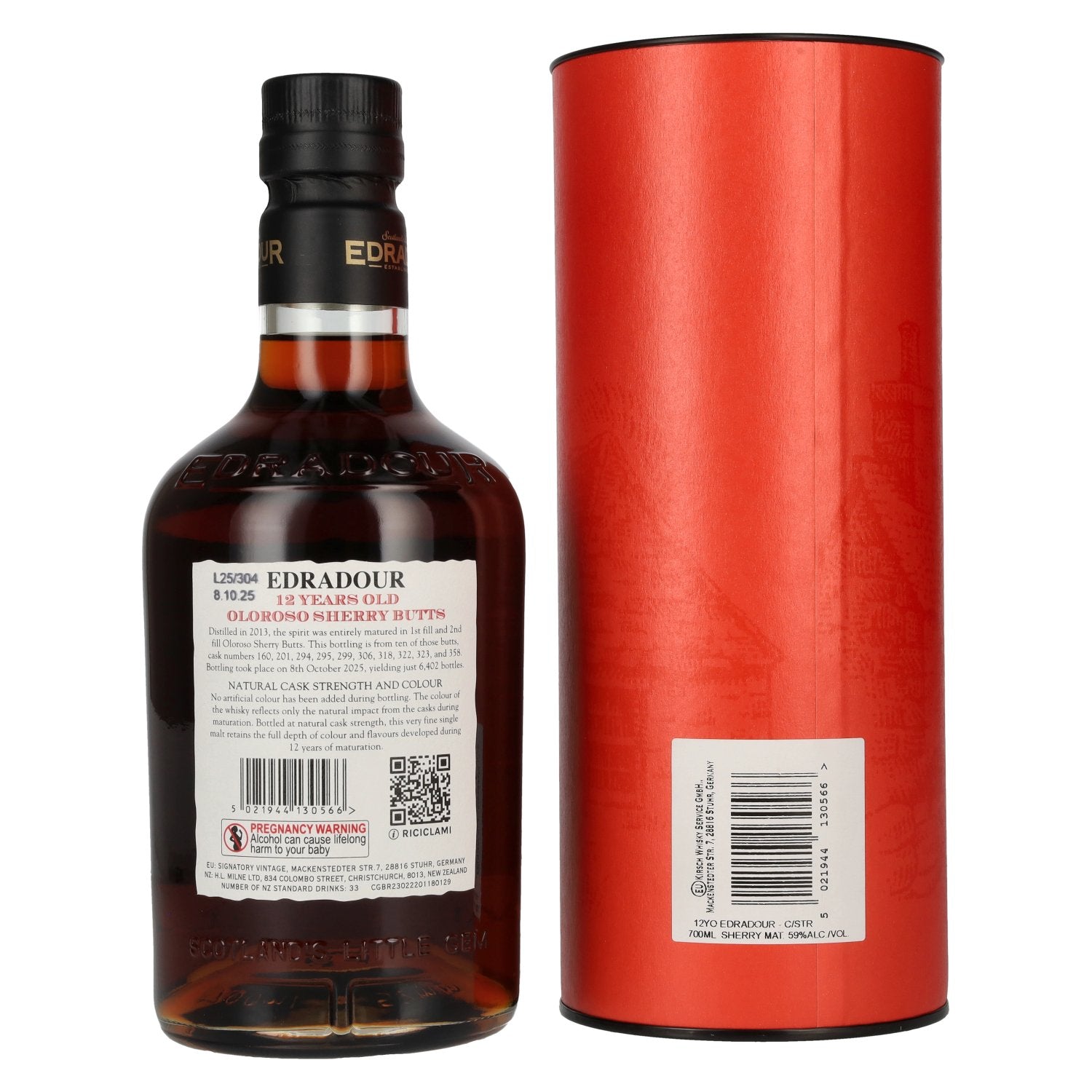 Edradour 12 Years Old Oloroso Sherry Single Malt Whisky Natural Cask Strength #7 59% Vol. 0,7l in Geschenkbox