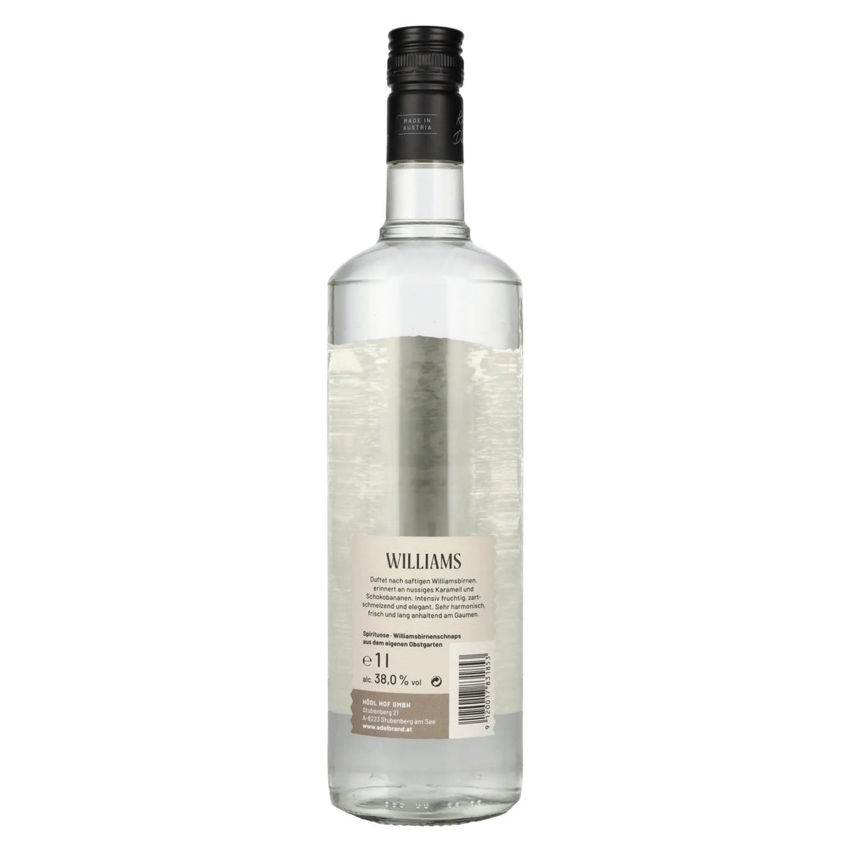 Hödl Hof WILLIAMS Williams pear schnapps 38% ABV 1 litre