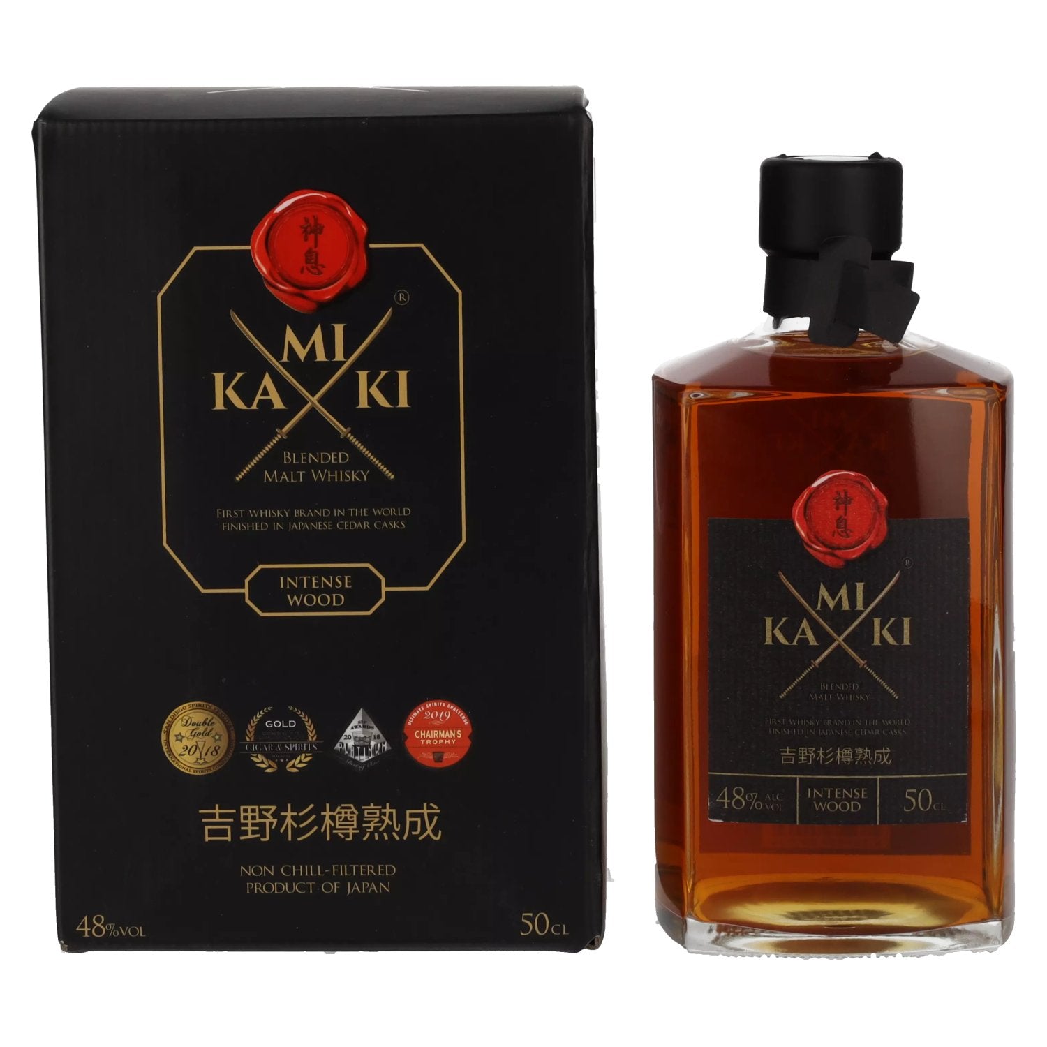 KAMIKI Intense Wood Blended Malt Whisky 48% Vol. 0,5l in geschenkverpakking