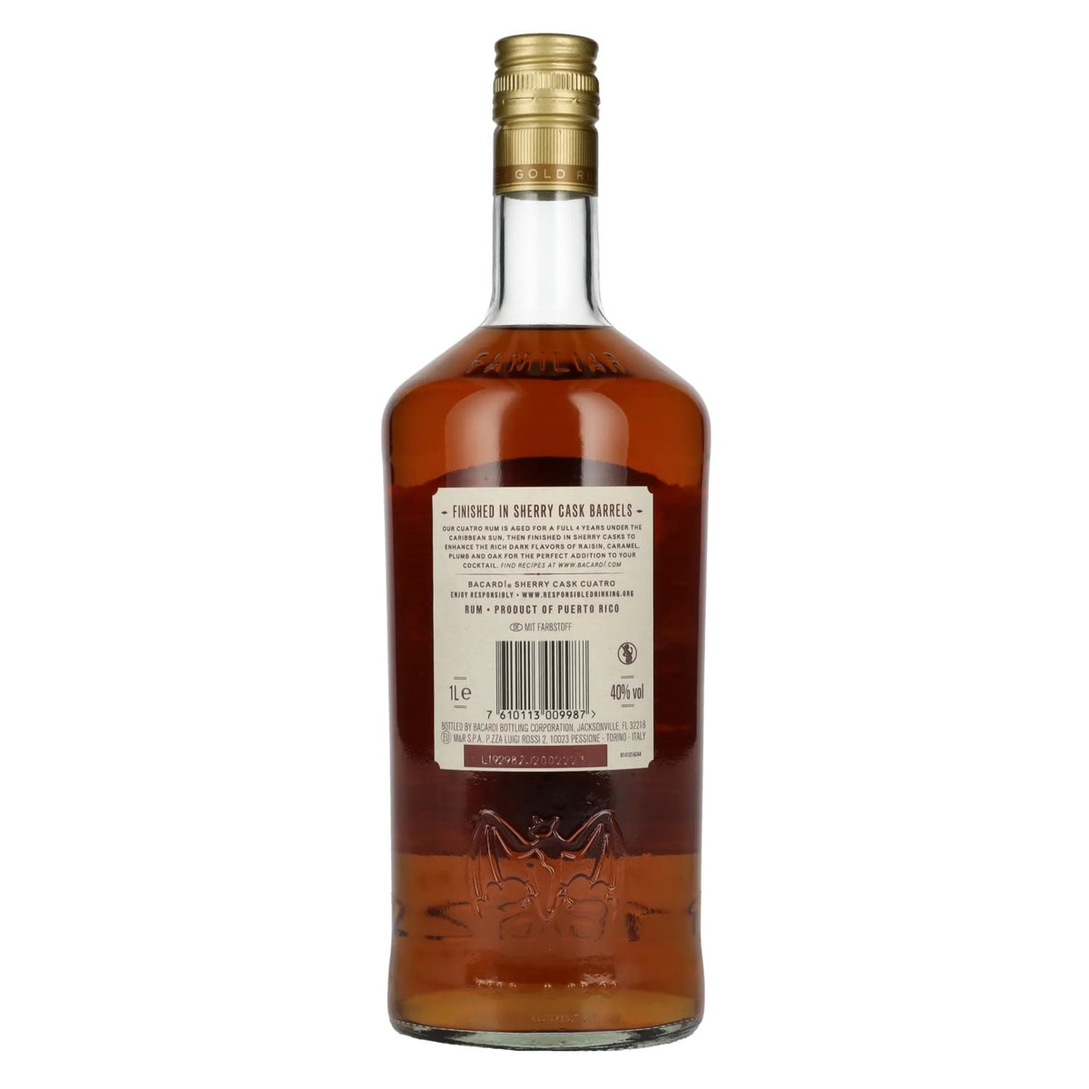 Bacardi 4 Jaar Oude SHERRY CASK CUATRO Gouden Rum 40% Vol. 1l