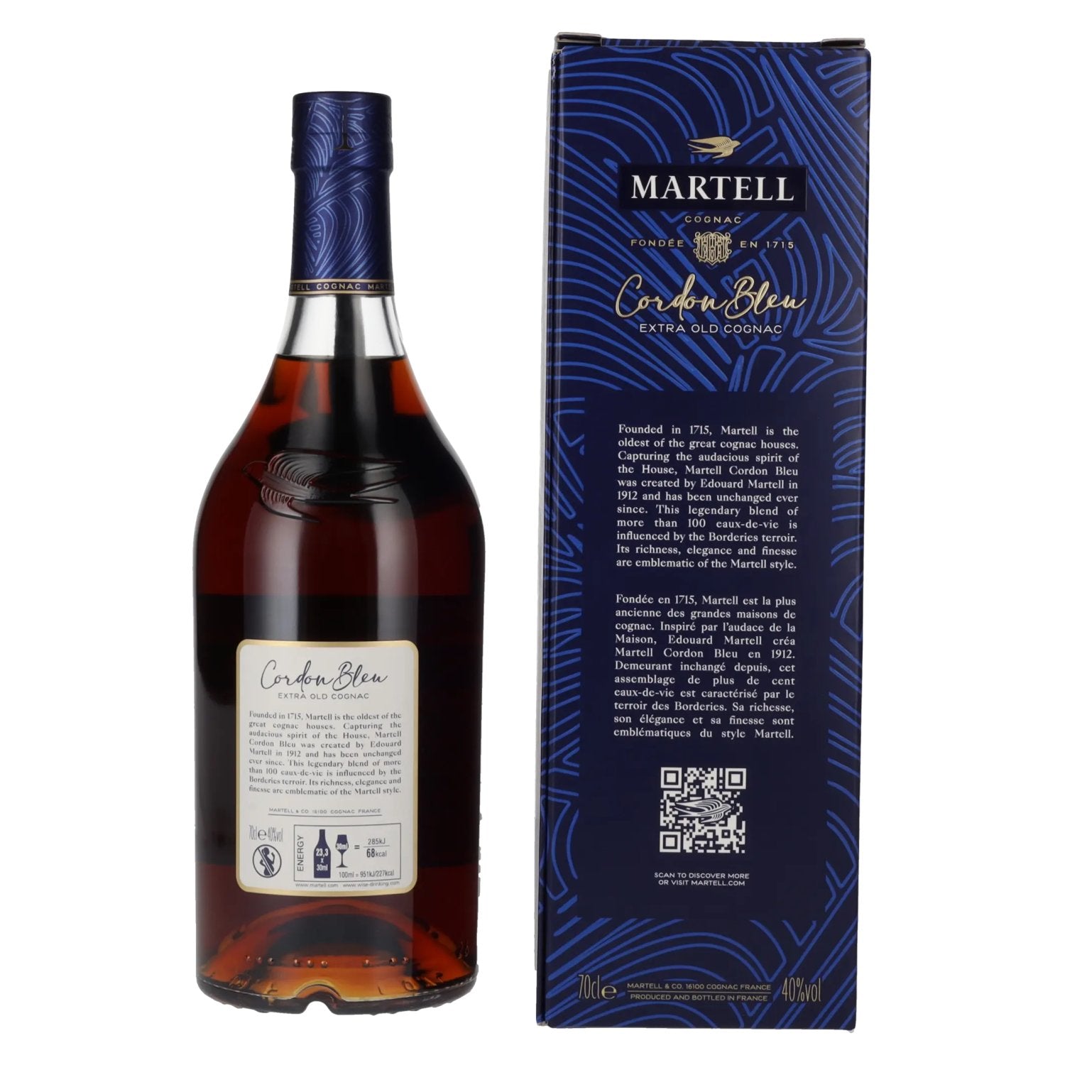 Martell Cognac Cordon Bleu Extra Old, 40 % vol., 0,7 l, dans un coffret cadeau
