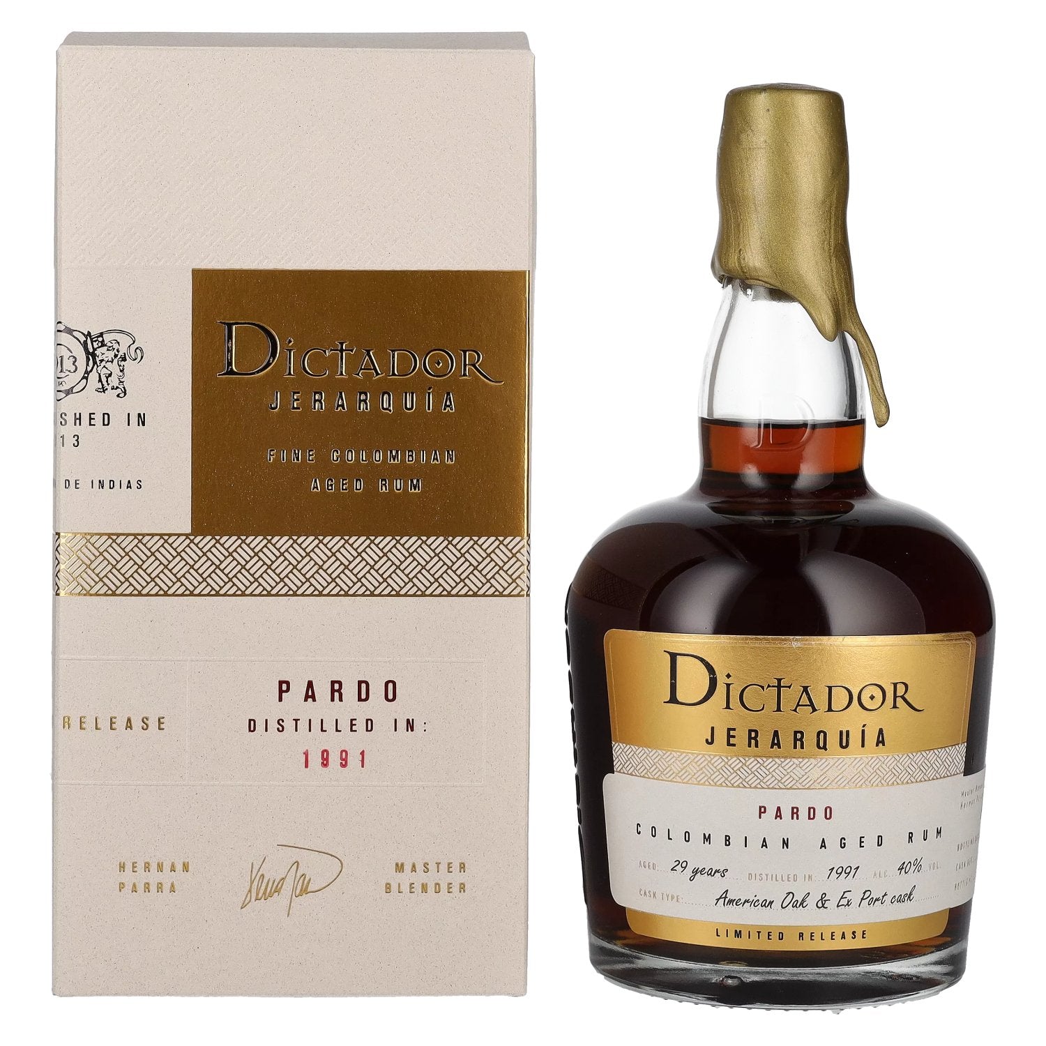 Dictador JERARQUÍA 29 Jaar Oude PARDO Rum 1991 40% Vol. 0,7l in geschenkverpakking