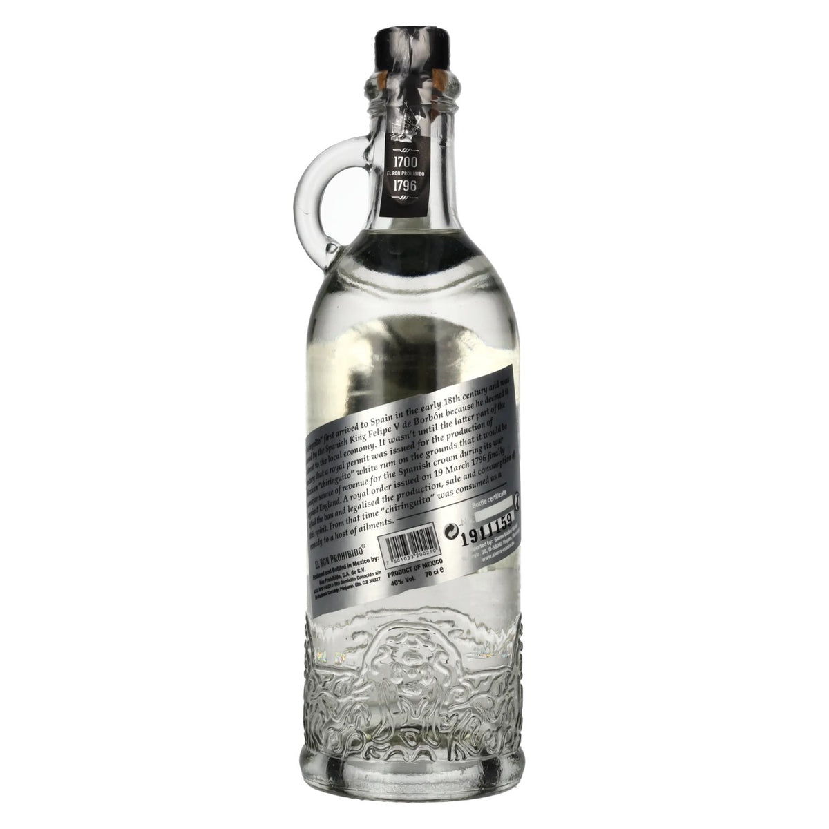El Ron Prohibido Rum SILVER Ron Mexicano 40% ABV 0.7l