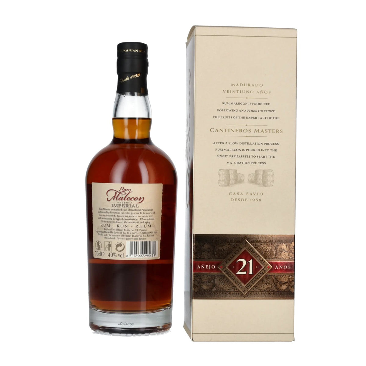 Rum Malecon Añejo 21-Year-Old Imperial Reserve Rum, 40% ABV, 0.7 litres, in a gift box