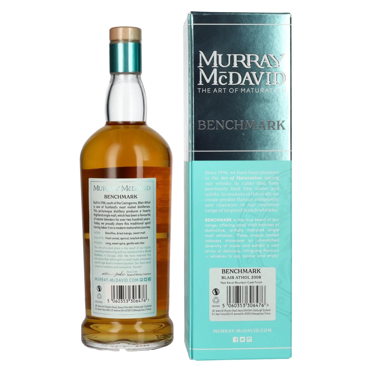 Murray McDavid BENCHMARK 16 Years Old BLAIR ATHOL Koval Bourbon Cask Finish 2008 54,2% Vol. 0,7l en boîte cadeau