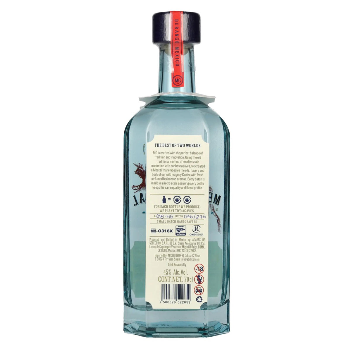 Mezcal MG Mezcal artisanal 100 % agave durangensis AOP 45 % vol. 0,7 l
