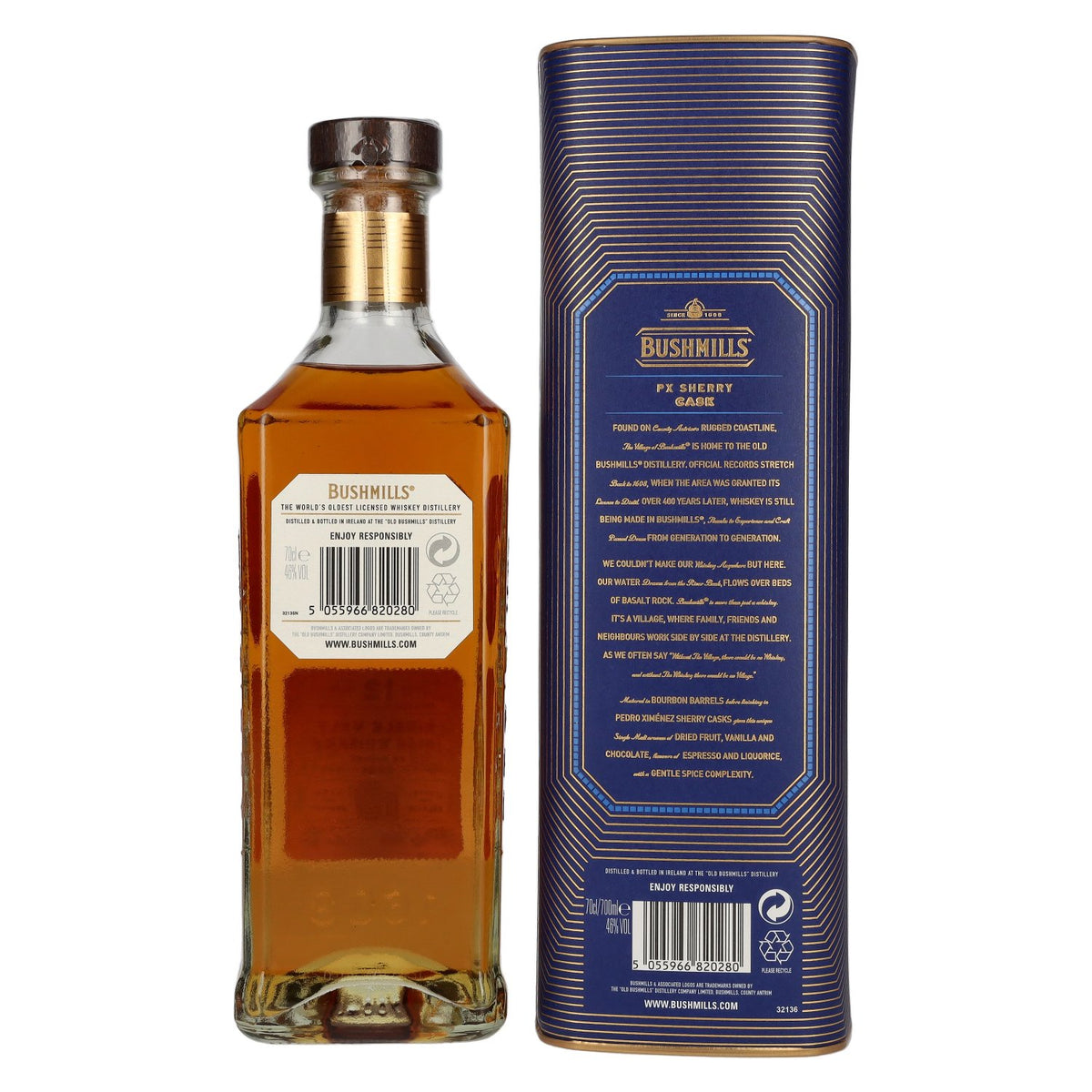 Bushmills 12 Years Old PX SHERRY CASK Single Malt Irish Whiskey Limited Release 46% vol. 0,7 l in geschenkverpakking