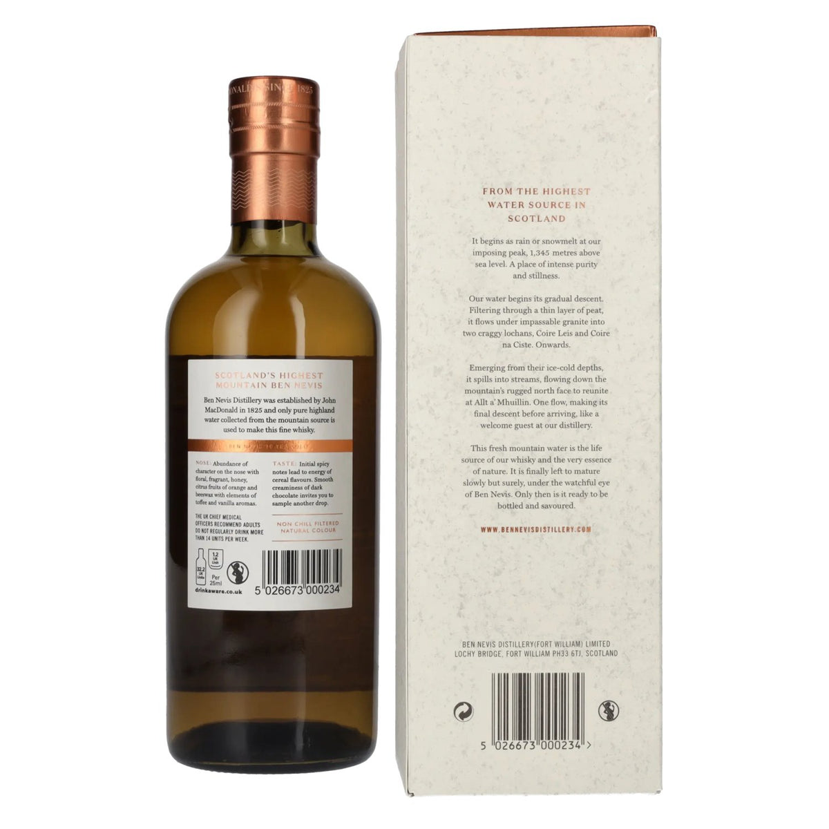 Ben Nevis, whisky single malt des Highlands, 10 ans d'âge, 46 % vol., 0,7 l, dans un coffret cadeau