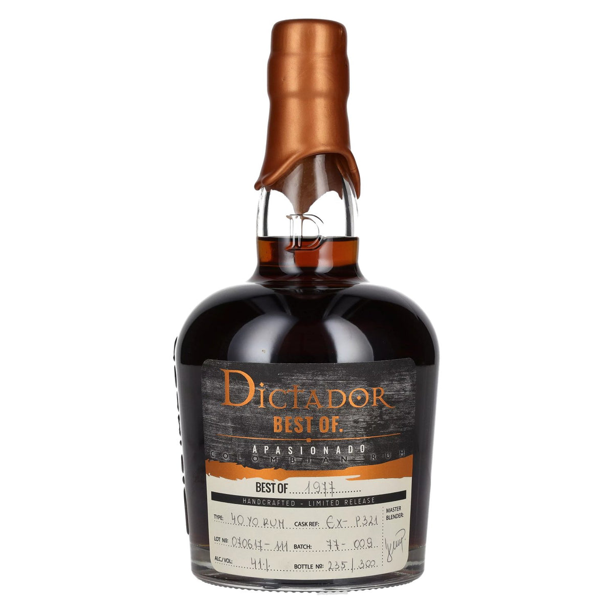 Dictador BEST OF 1977 APASIONADO Colombiaanse rum 40 jaar oud/070617-111/EX-P321 41% vol. 0,7 l