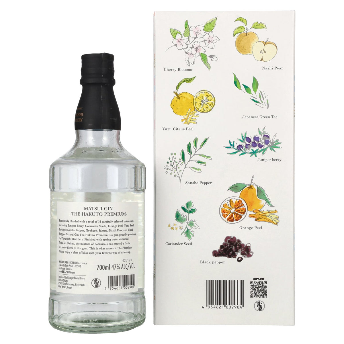 Matsui Gin THE HAKUTO Premium 47 % vol., 0,7 l, dans un coffret cadeau