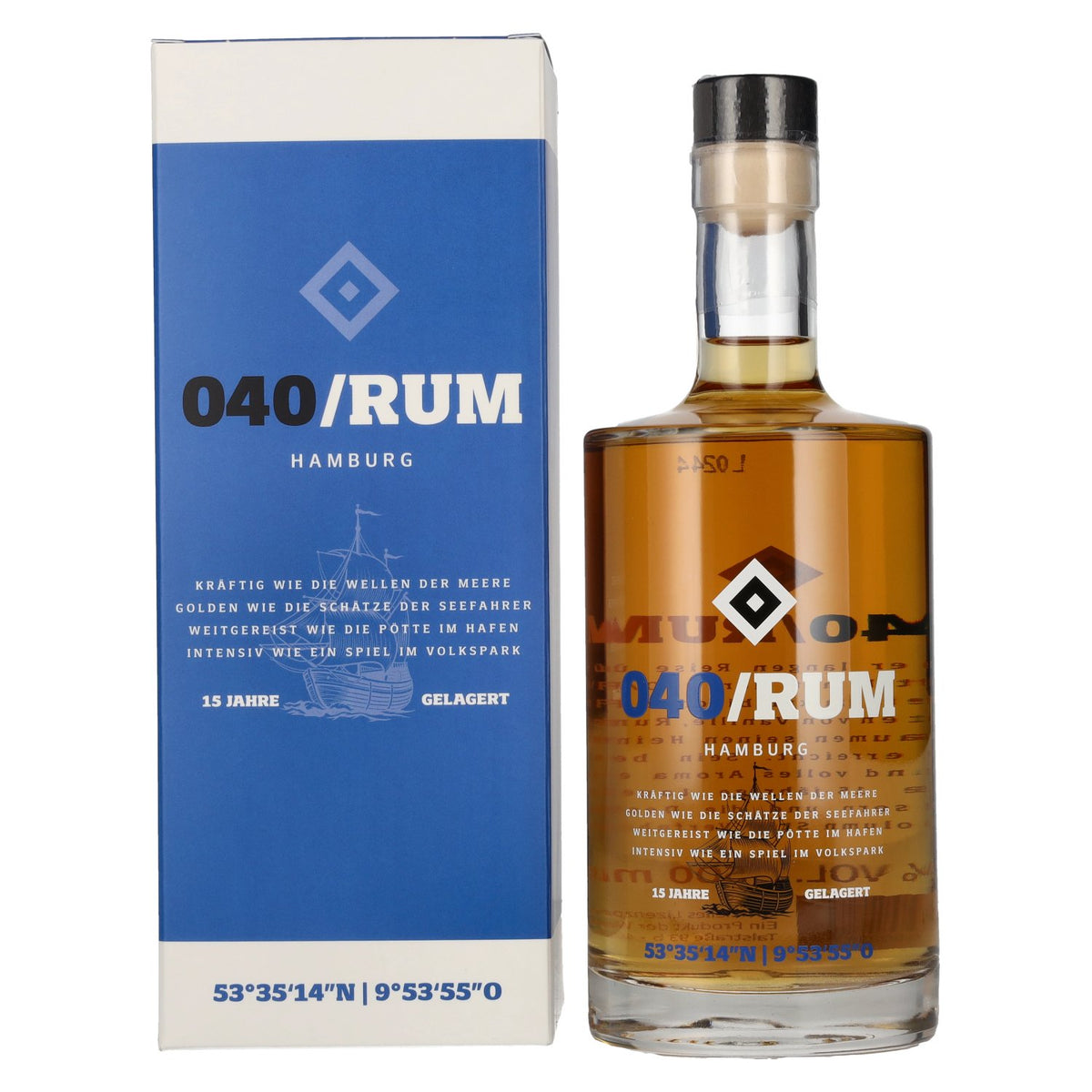 HSV 040 Rhum de Hambourg 40 % vol., 0,5 l, dans un coffret cadeau