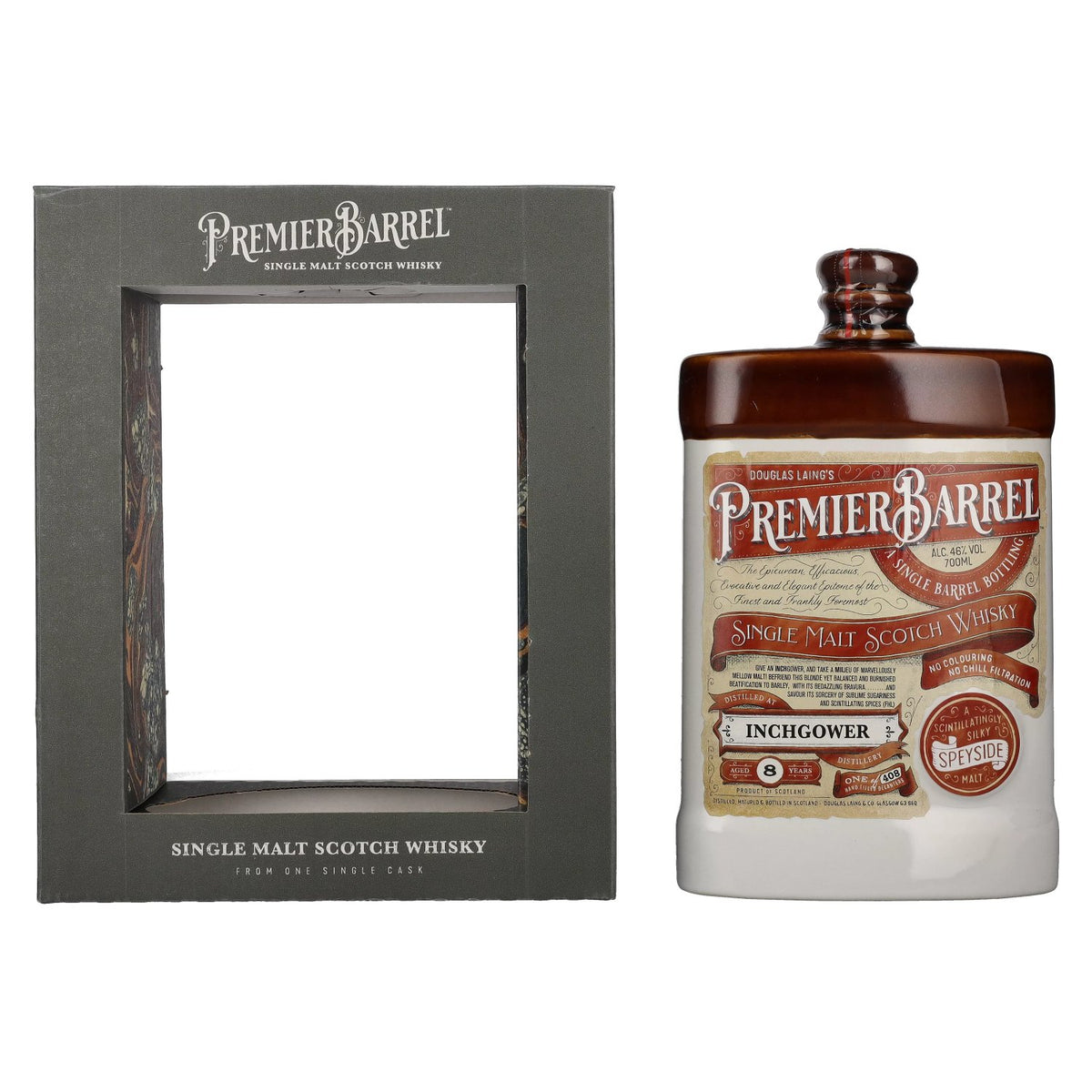 Douglas Laing PREMIER BARREL Inchgower 8 ans d'âge Single Malt 46 % vol. 0,7 l dans un coffret cadeau