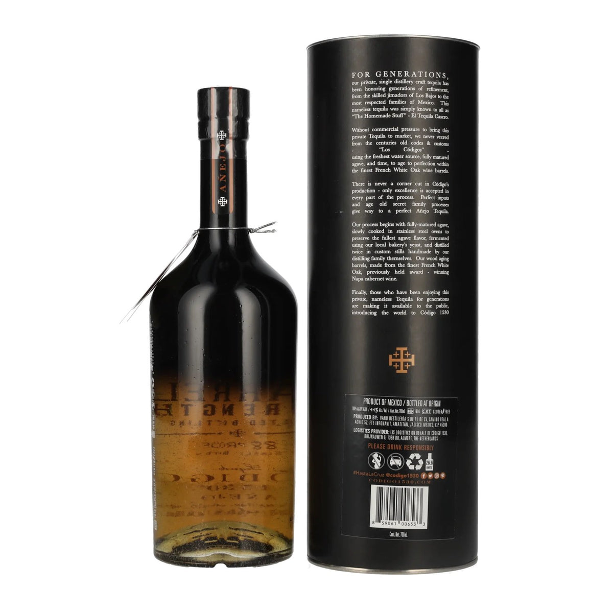 Código 1530 BARREL AÑEJO Tequila 44% vol. 0,7l en boîte cadeau
