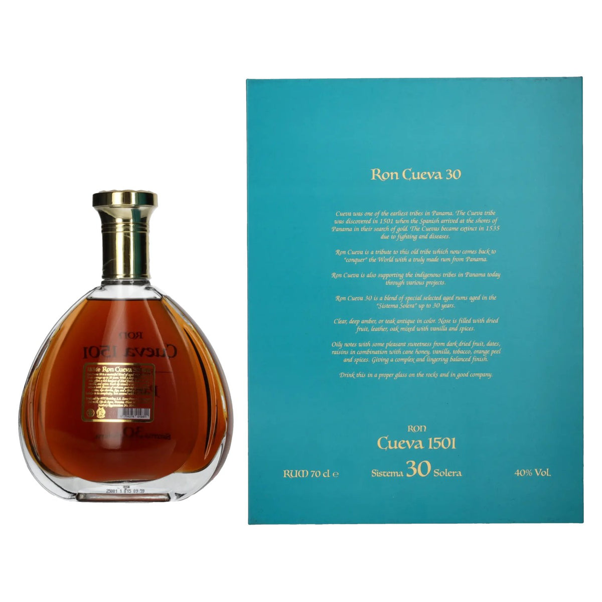 Ron Cueva 1501 Sistema 30 Solera Panama Rum 40% vol. 0,7 l in geschenkverpakking