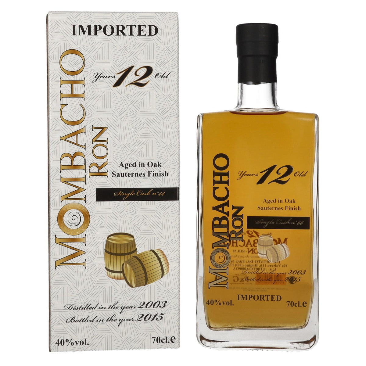 Mombacho Ron 12 ans d'âge, finition Sauternes, 40 % vol., 0,7 l, dans un coffret cadeau