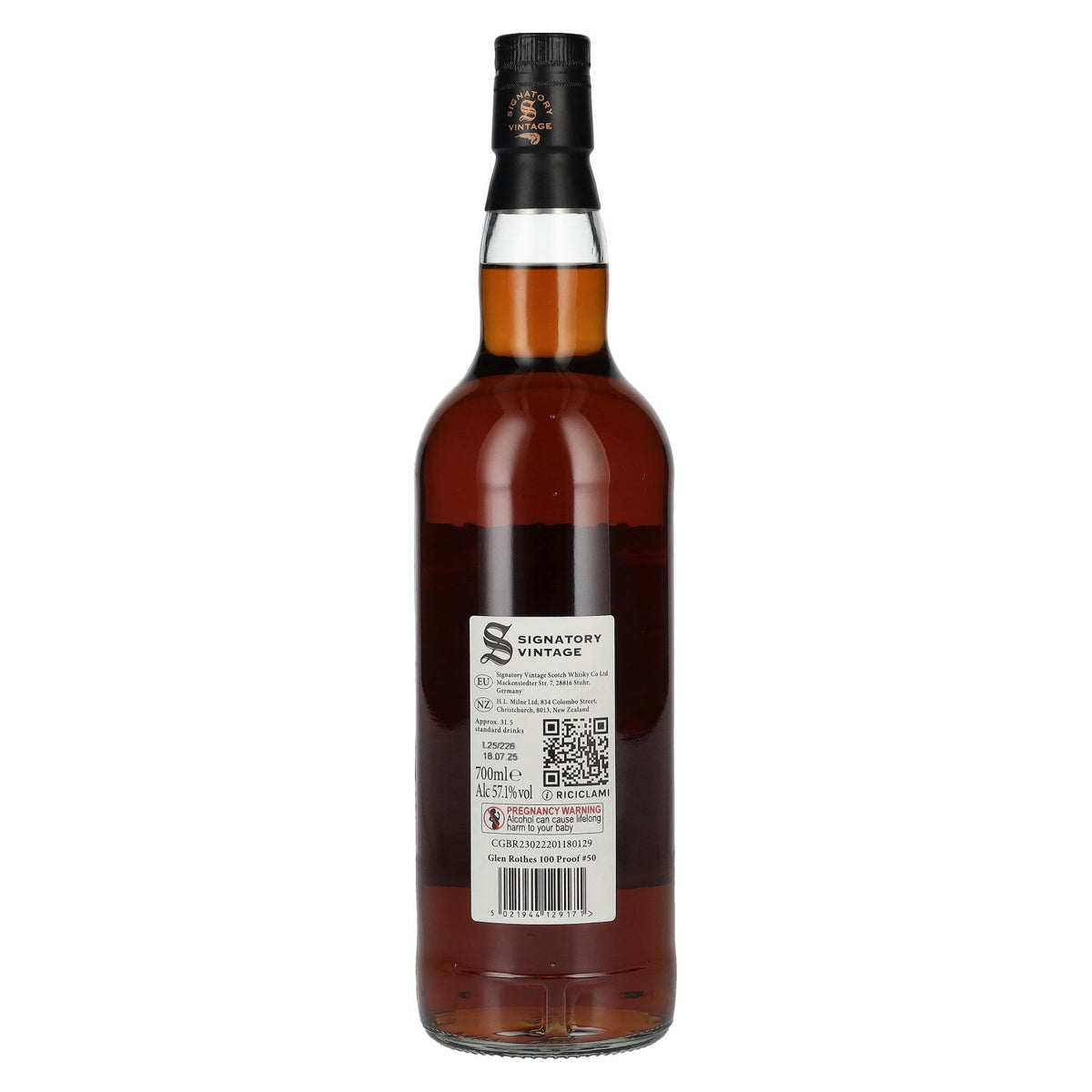Signatory Vintage 100 Proof Edition GLEN ROTHES 10 ans d'âge Single Malt n° 50 2015 57,1 % vol. 0,7 l