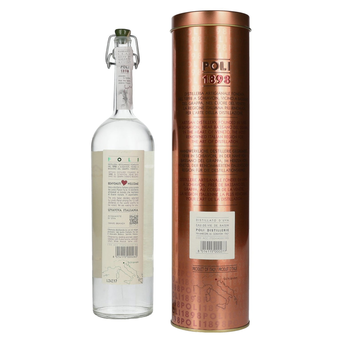 Poli UVAVIVA Italiana 40 % vol., 0,7 l, en boîte métallique