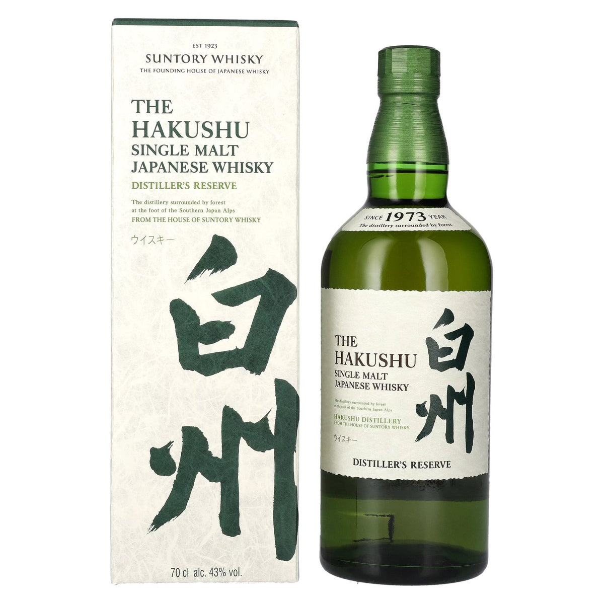 Suntory The Hakushu DISTILLER'S RESERVE Whisky japonais single malt 43 % vol. 0,7 l dans un coffret cadeau