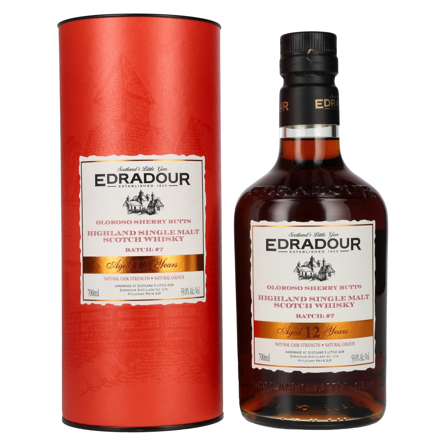 Edradour 12 Years Old Oloroso Sherry Single Malt Whisky Natural Cask Strength #7 59% Vol. 0,7l in Geschenkbox