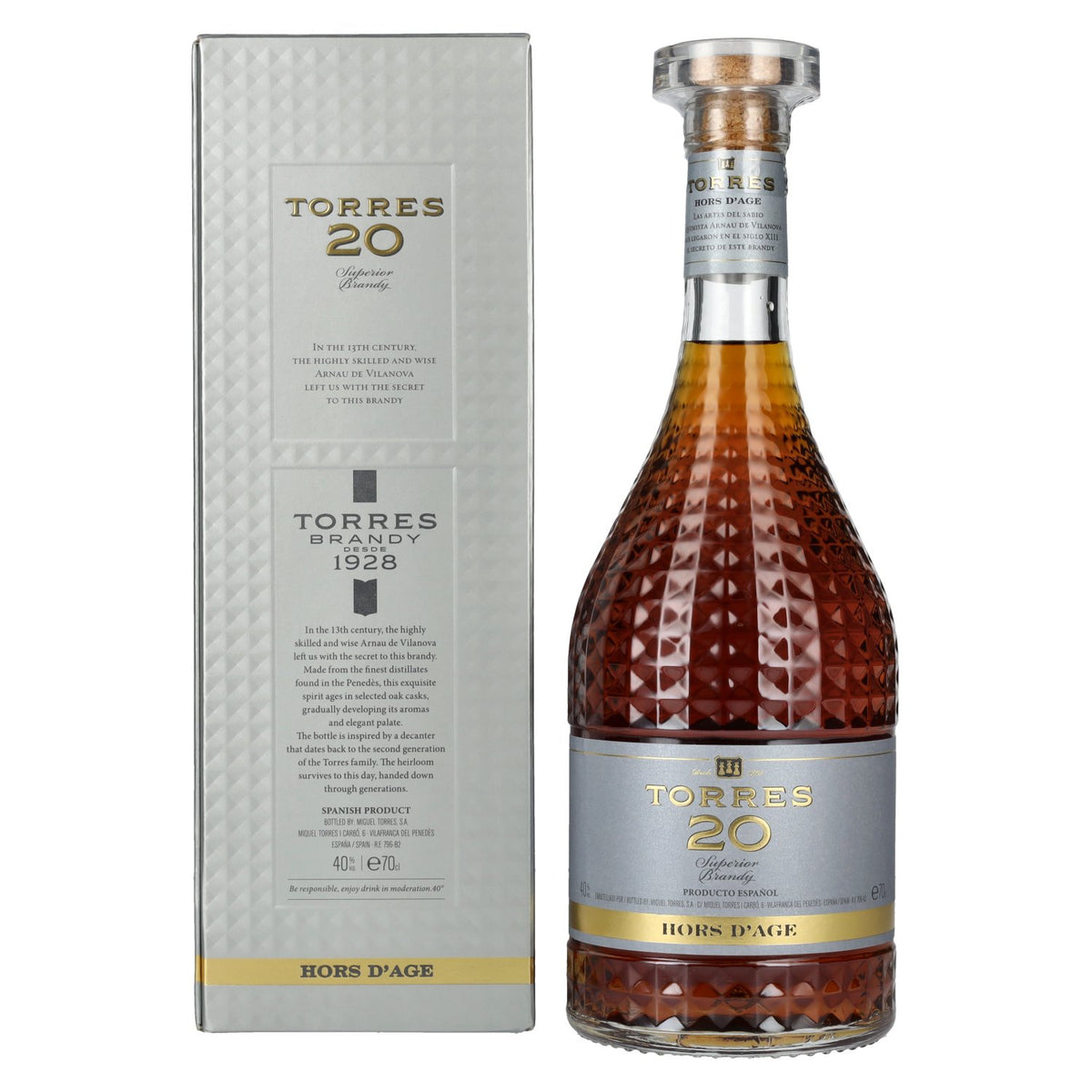 Torres 20 HORS D'AGE Superior Brandy 40% ABV 0.7l in a gift box