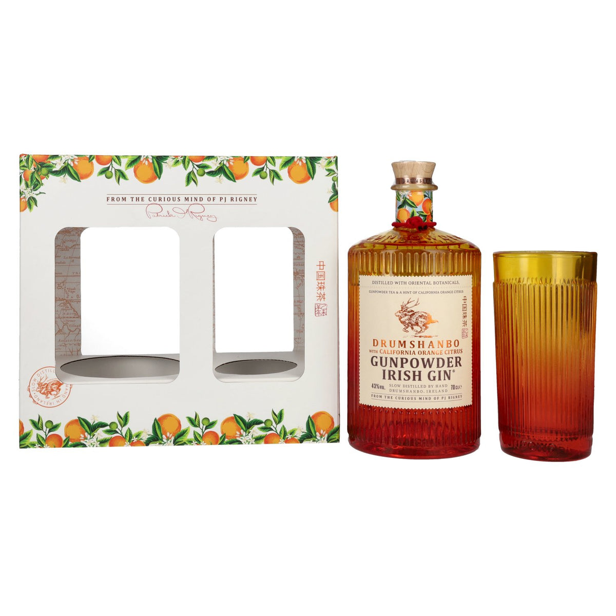 Drumshanbo Gunpowder Irish Gin with California Orange Citrus 43% Vol. 0,7l in Geschenkbox mit Glas