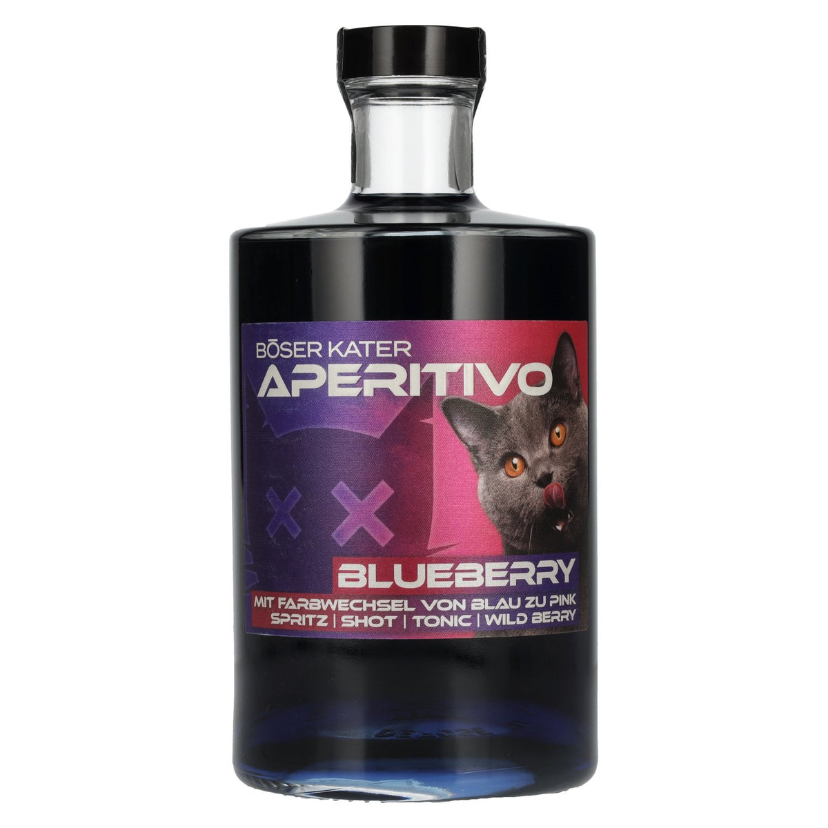 Böser Kater Aperitivo Blueberry à changement de couleur, 15 % vol., 0,5 l