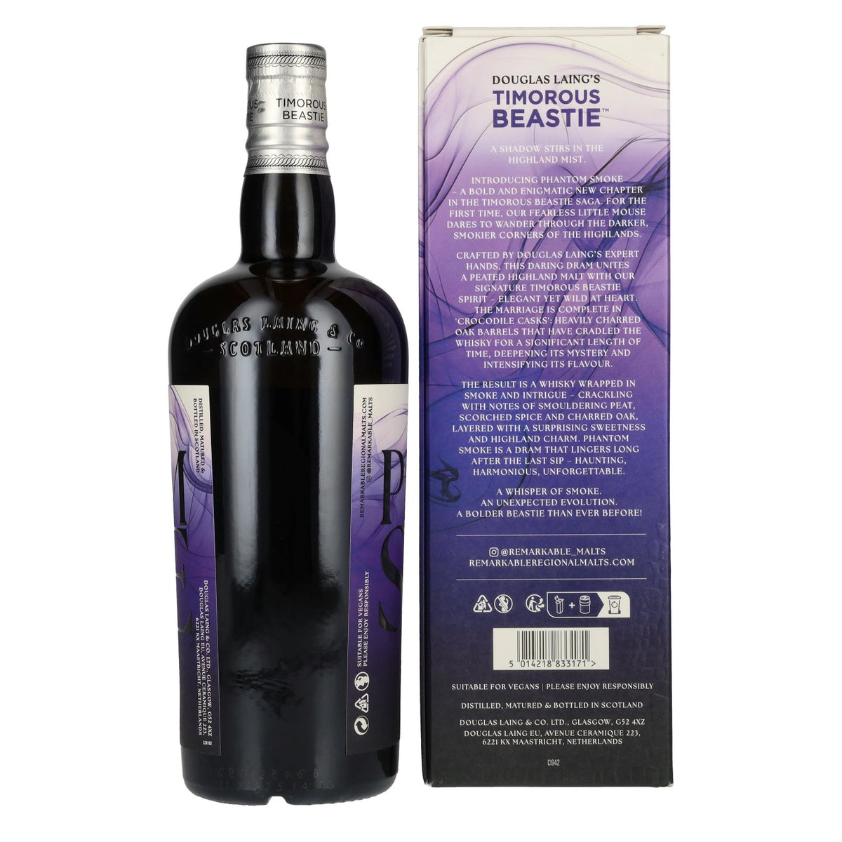 Douglas Laing Timorous Beastie Phantom Smoke Charred Crocodile Casks Édition limitée 54,2 % vol. 0,7 l dans un coffret cadeau