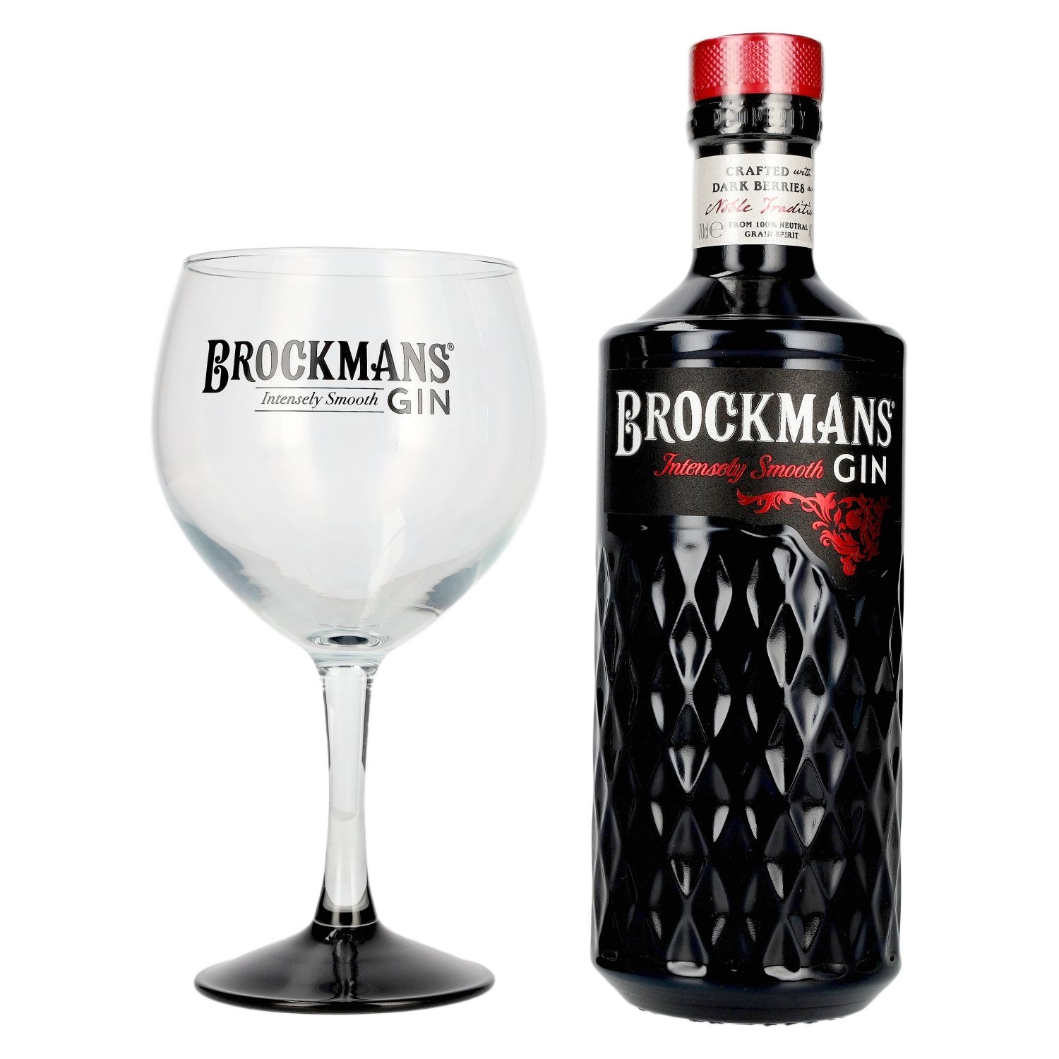 Brockmans Intensely Smooth PREMIUM GIN 40% vol. 0.7 l in a gift box with a glass
