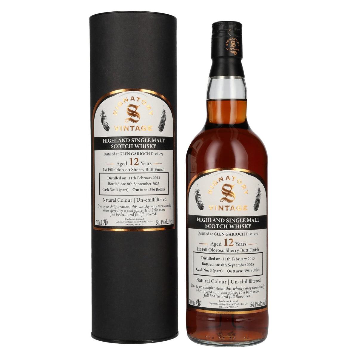 Signatory Vintage Glen Garioch 12 Years Old 1st Fill Oloroso Sherry Butt Finish Cask # 3 54,4% Vol. 0,7l in geschenkverpakking