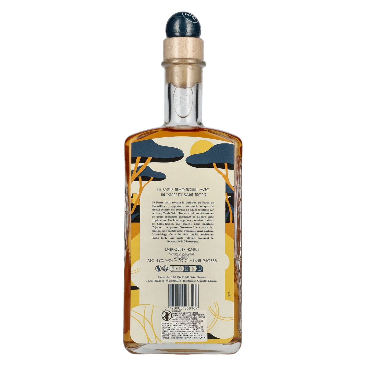 Pastis 12/12 Origineel recept, ontwikkeld in Saint-Tropez, 45% vol., 0,7 l
