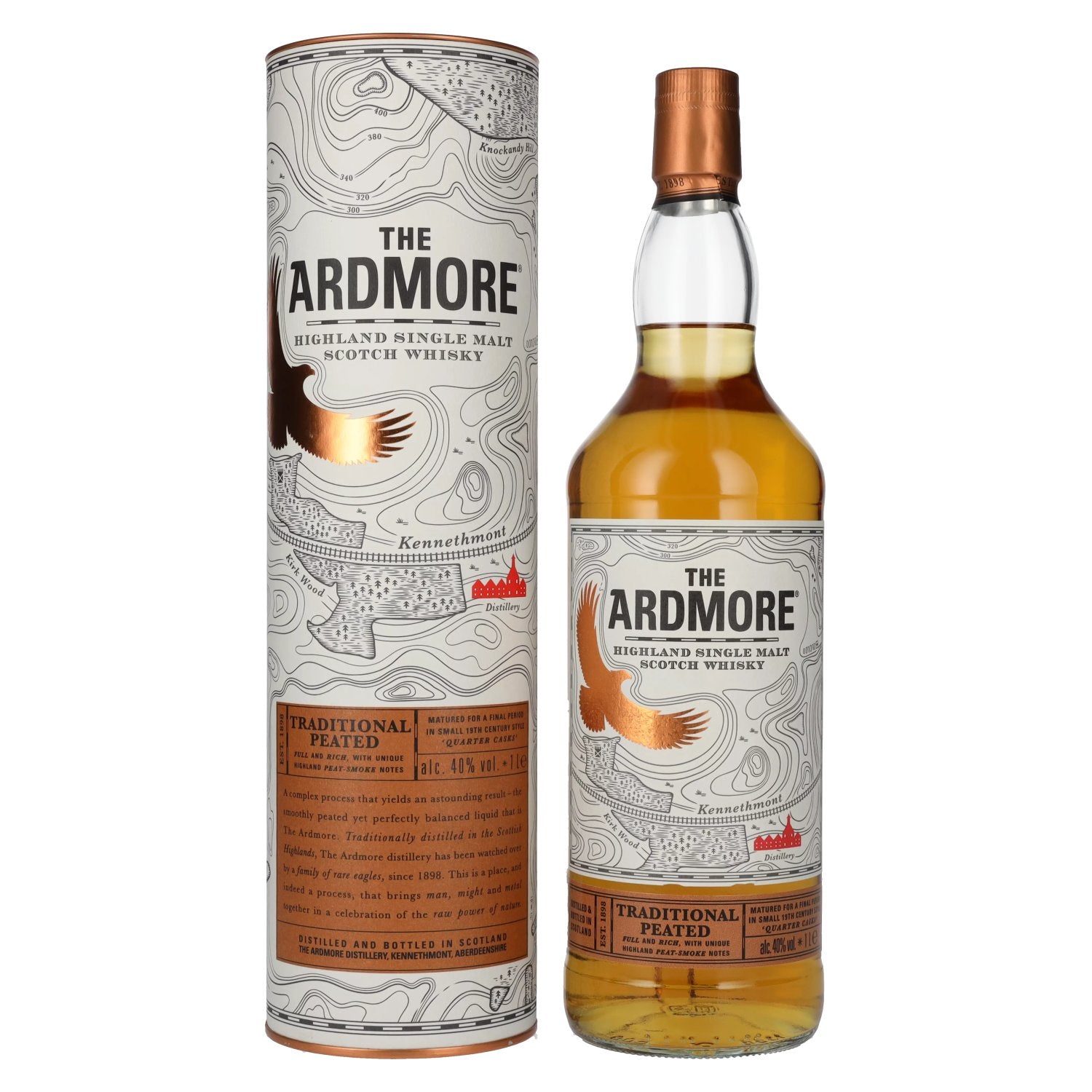 The Ardmore TRADITIONAL PEATED Highland Single Malt 40% Vol. 1l in gift box