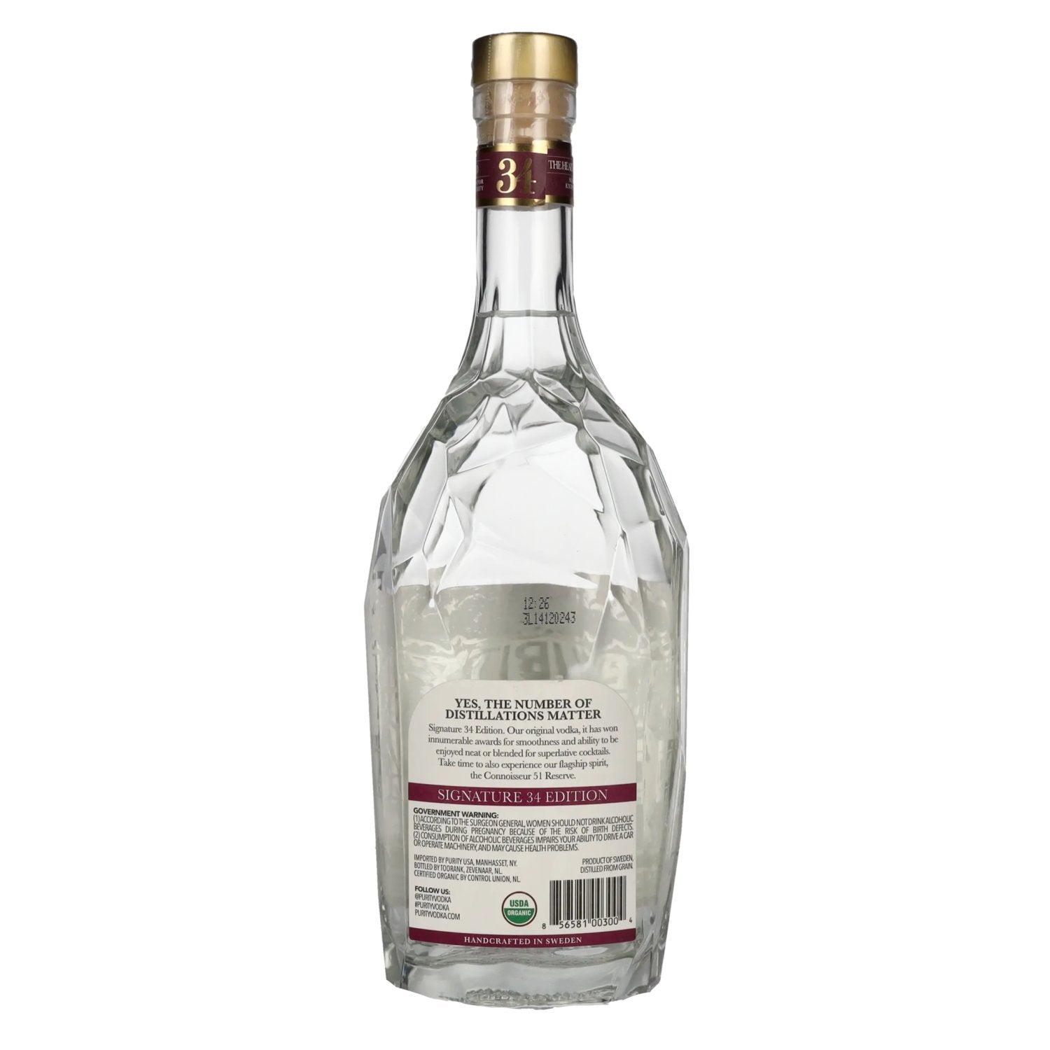 Purity SIGNATURE 34 EDITION Organic Vodka 40% Vol. 1l