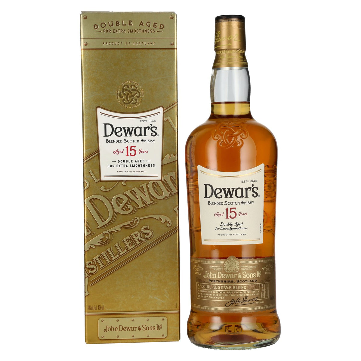 Dewar's 15-Year-Old Double Aged Blended Scotch Whisky, 40% vol., 1 litre, in a gift box