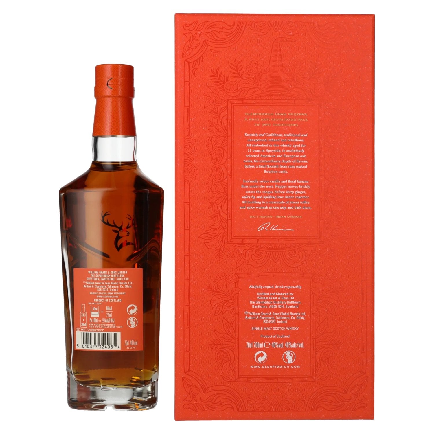 Glenfiddich 21 Years Old GRAN RESERVA Rum Cask Finish 40% Vol. 0,7l in Geschenkbox