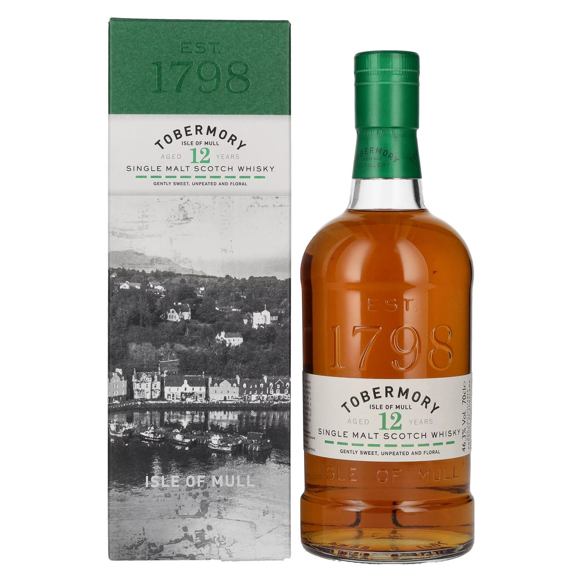 Whisky single malt écossais Tobermory 12 ans d'âge, 46,3 % vol., 0,7 l, dans un coffret cadeau