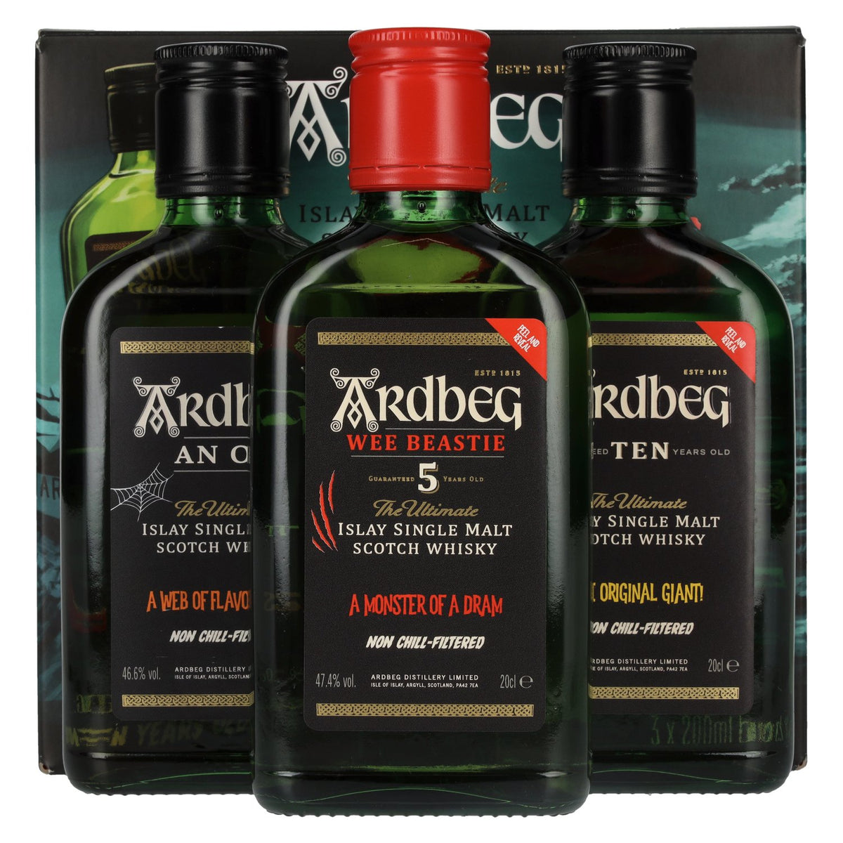 Ardbeg The Three MONSTERS OF SMOKE 46,7% Vol. 3x0,2l in gift box
