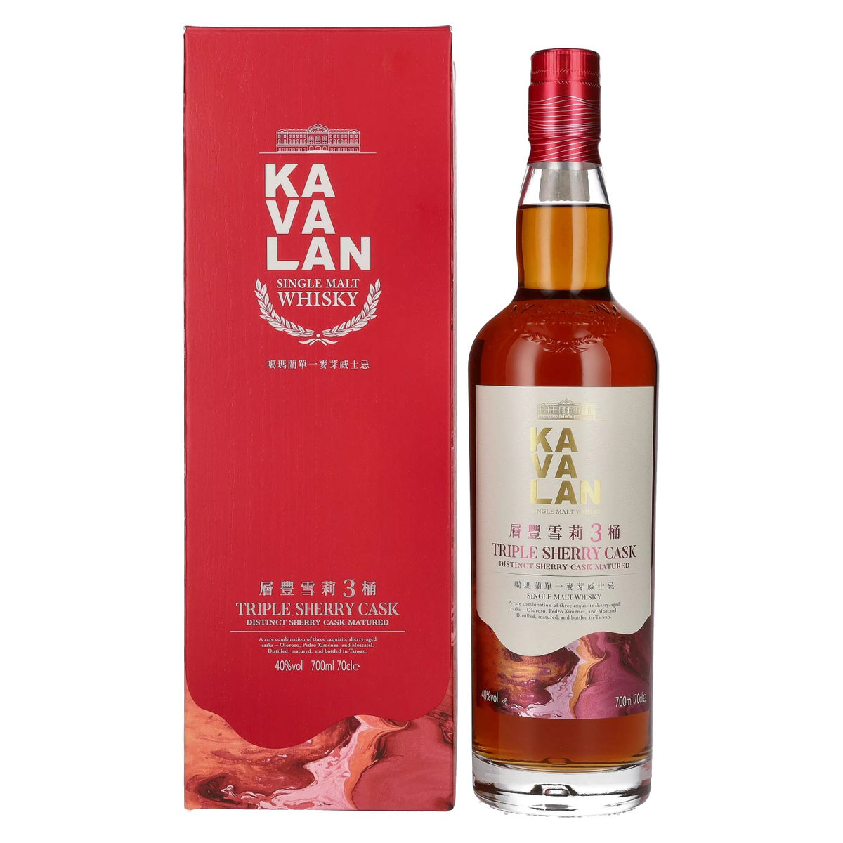 Kavalan TRIPLE SHERRY CASK Single Malt Whisky 40% Vol. 0,7l in Geschenkbox