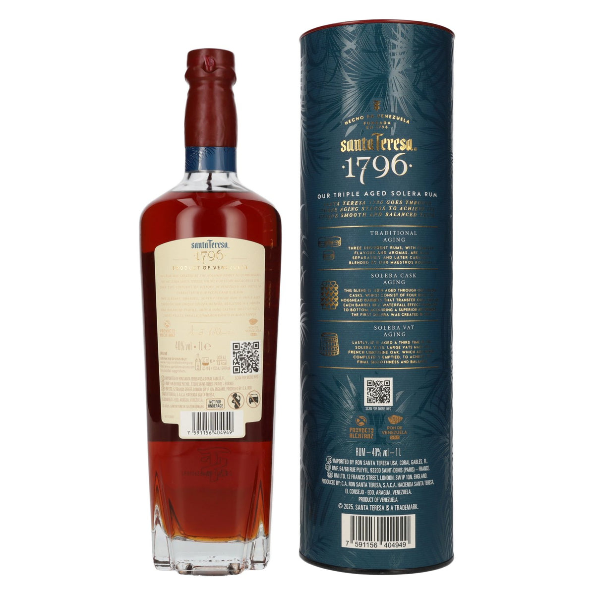Santa Teresa 1796 Rum Triple Aged Solera, 40 % vol., 1 l, dans un coffret cadeau
