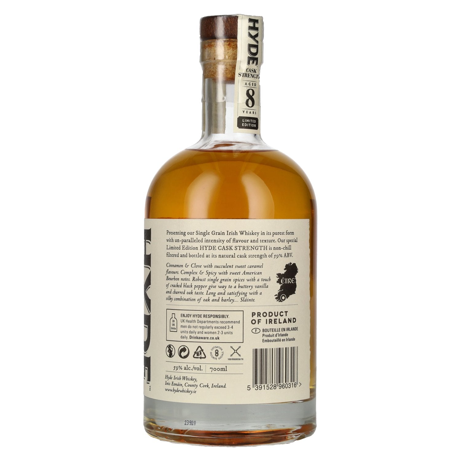 Hyde 8 Years Old CASK STRENGTH Single Grain Irish Whiskey Limited Edition 59% Vol. 0,7l