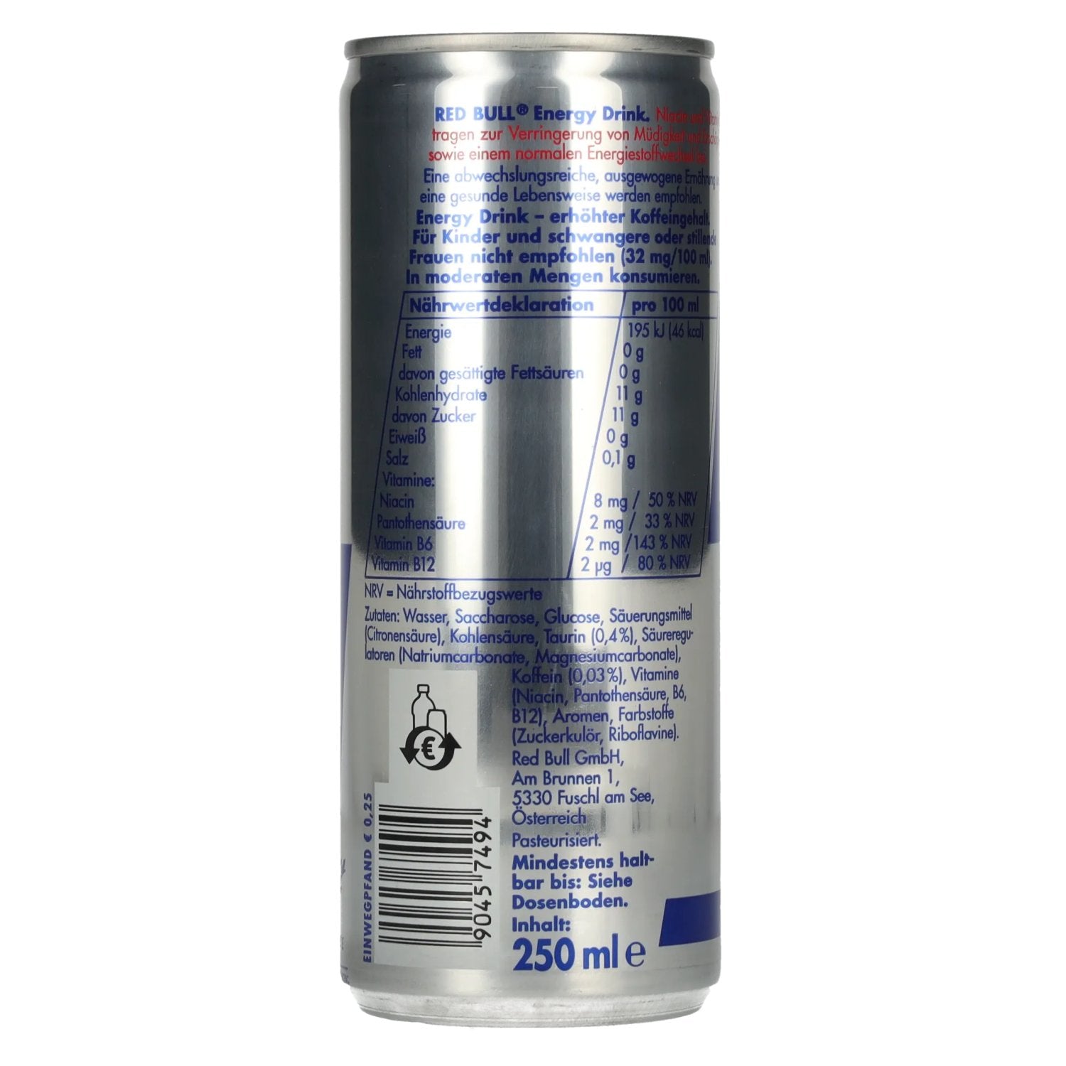 Red Bull Energy Drink, canette de 0,25 l, consigne