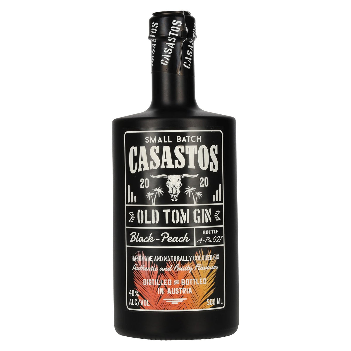 CASASTOS Old Tom Gin Small Batch Black-Peach 40% vol. 0,5l