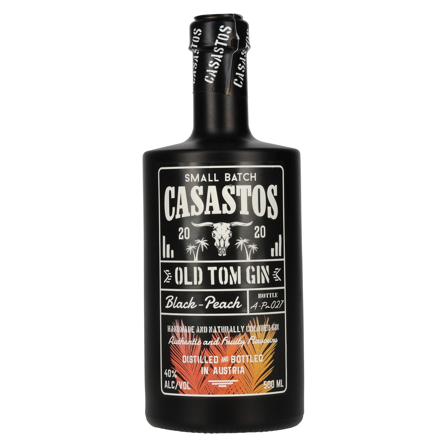CASASTOS Oude Tom Gin Small Batch Zwart-Perzik 40% Vol. 0,5l