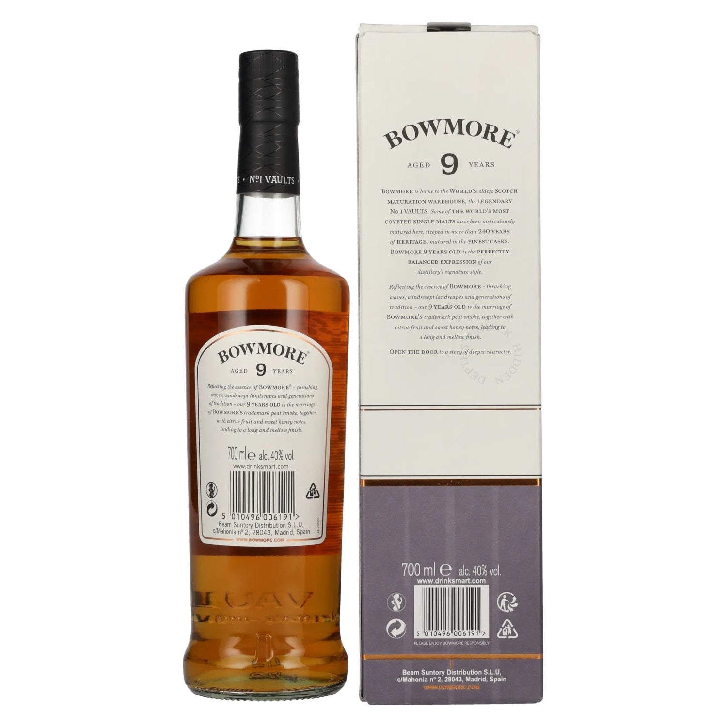 Bowmore 9 Years Old Islay Single Malt Scotch Whisky 40% Vol. 0,7l en boîte cadeau