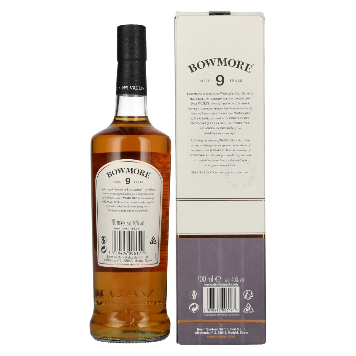 Bowmore 9 Years Old Islay Single Malt Scotch Whisky 40% vol. 0,7 l in geschenkverpakking