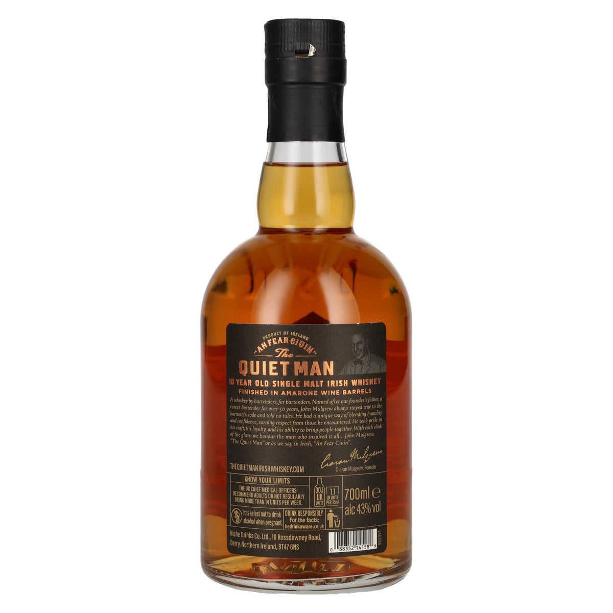 The Quiet Man BARMAN'S CODE 10 Years Old AMARONE FINISHED 43% Vol. 0,7l