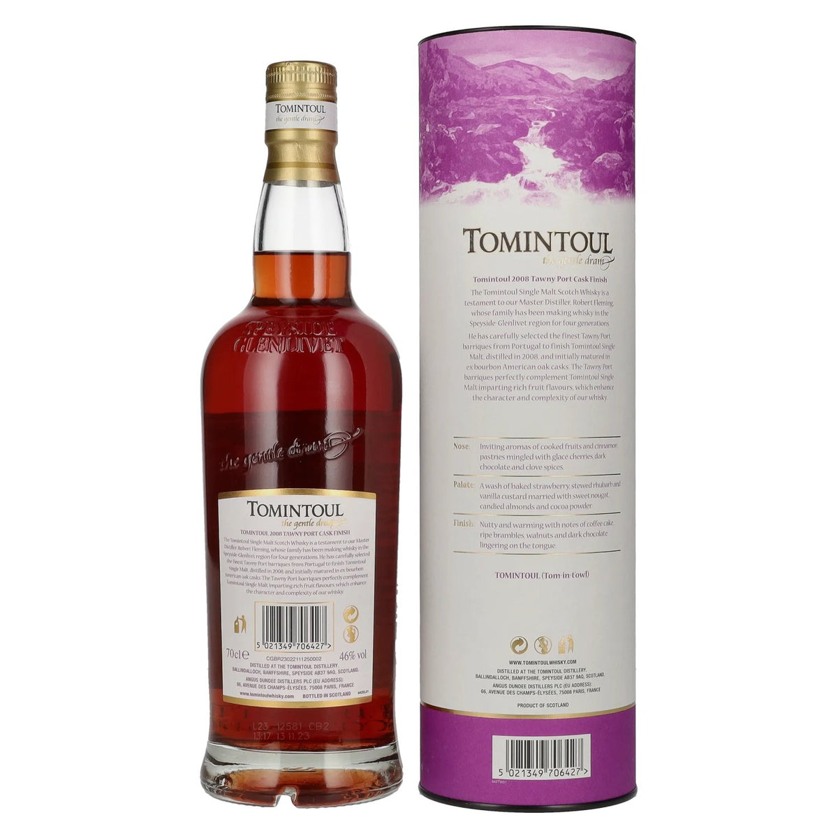 Tomintoul 15 Years Old TAWNY PORT CASKS Finish 2008 46% ABV 0.7 l in a gift box