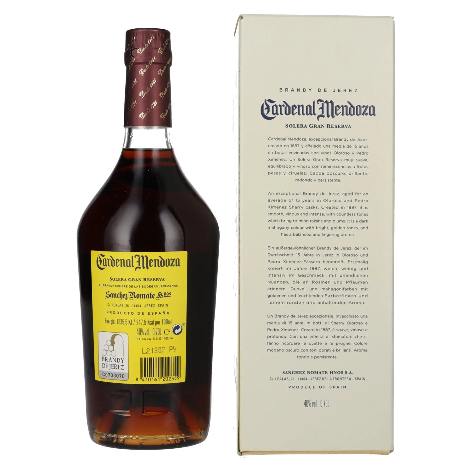 Cardenal Mendoza Brandy de Jerez 40% Vol. 0,7l in gift box